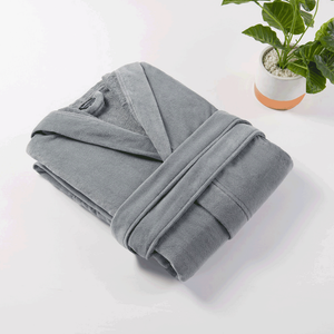 Cannon X-Large Solid Maxi Bathrobe with Hood - Grey