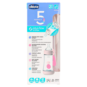 Chicco Perfect 5 Medium Flow Feeding Bottle for Girl - (2+ Months) 