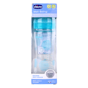 Chicco Well-Being Glass Feeding Bottle Boy Slow
