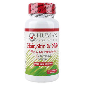 Human Essentials Hair, Skin & Nails With 5000 mcg Biotin Tablets