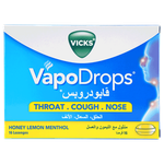 Vicks Vapodrops Honey Lemon Menthol Sore Throat Relief Lozenges