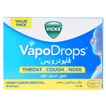 Vicks Vapodrops Honey Lemon Menthol Sore Throat Relief Lozenges