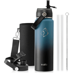 Buzio Duet Series Water Bottle with 2 Lids & Sleeve - Indigo Crush