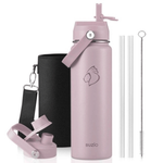 Buzio Duet Series Water Bottle with 2 Lids & Sleeve - Purple
