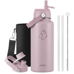 Buzio Duet Series Water Bottle with 2 Lids & Sleeve - Purple