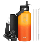 Buzio Duet Series Water Bottle with 2 Lids & Sleeve - Yellow Orange