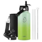 Buzio Duet Series Water Bottle with 2 Lids & Sleeve - Gradient Green