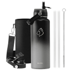 Buzio Duet Series Water Bottle with 2 Lids & Sleeve - Shadow