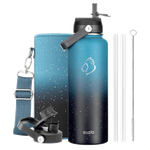 Buzio Duet Series Water Bottle with 2 Lids & Sleeve - Starry Indigo