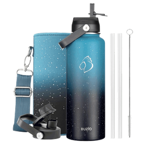 Buzio Duet Series Water Bottle with 2 Lids & Sleeve - Starry Indigo
