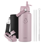 Buzio Duet Series Water Bottle with 2 Lids & Sleeve - Purple