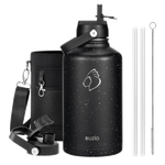 Buzio Duet Series Water Bottle with 2 Lids & Sleeve - Starry Black