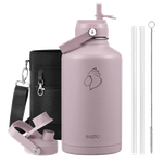 Buzio Duet Series Water Bottle with 2 Lids & Sleeve - Purple