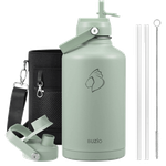 Buzio Duet Series Water Bottle with 2 Lids & Sleeve - Green