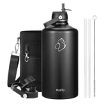 Buzio Duet Series Gallon Bottle with 2 Lids & Sleeve - Black