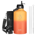 Buzio Duet Series Gallon Bottle with 2 Lids & Sleeve - Yellow Orange