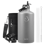 Buzio Duet Series Gallon Bottle with 2 Lids & Sleeve - Grey