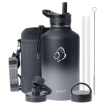 Buzio Trio Series Water Bottle with 3 Lids & Sleeve - Shadow