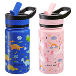Buzio Kids Bottle with Straw Lid - Unicorn & Dinosaur