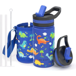 Buzio Kids Bottle with Straw Lid - Dinosaur