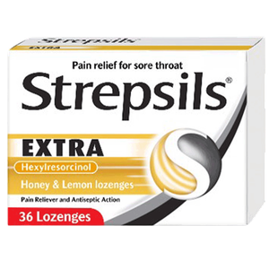 Strepsils Extra Honey & Lemon Sore Throat Relief Lozenges