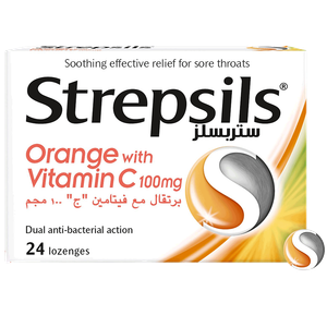 Strepsils Orange Vitamin C Sore Throat Relief Lozenges