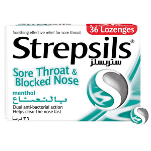 Strepsils Menthol Sore Throat Relief & Blocked Nose Lozenges