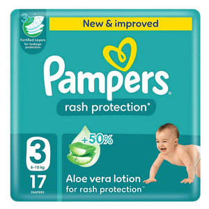 Pampers Size 3 Rash Protection Diapers With Aloe Vera Lotion - 6-10 kg