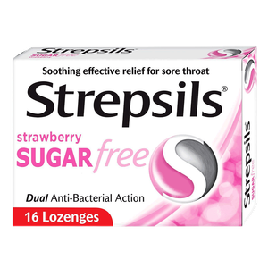 Strepsils Sugar Free Strawberry Sore Throat Relief Lozenges