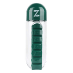 Pill & Vitamin Organizer with Water Bottle - Green