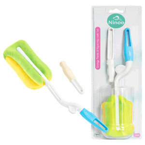 Ninoo Sponge Baby Bottle & Nipple Brush Set