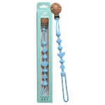 Ninoo Wooden Pacifier Clip – Grey & Blue