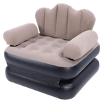 Inflatable Pull Out Sofa Bed Chair & Air Mattress (Beige & Black)