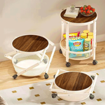 Premium Dual-Layer Rolling Side Table & Storage Trolley - White