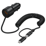 شاحن سيارة مزود بكابل USB-C حلزوني من شوتيك - 45 واط