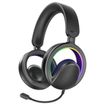 Promate Open-Ear Wireless Over-Ear Headphones with Detachable Mic & RGB Lighting - Black