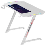 Oartex Carbon Fiber Gaming Table with Mousepad & RGB Light - White