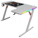 Gamax Carbon Fiber Gaming Table with Mousepad (L Shape - Right) - White