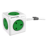 Allocacoc UK Power-Cube Wall Socket Adapter Outlet With Cable - 4 Inputs (Green)