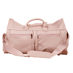 PU Leather Duffel with Garment Organizer & Trolley Base - Pink