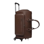 PU Leather Duffel with Garment Organizer & Trolley Base - Brown