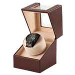 Luxury Auto Self-Winding Watch Box - Brown/Cream
