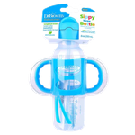 Dr Brown Sippy Straw Blue Bottle with Silicone Handles - (6+ Months)