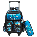 Six Seven Trolley Backpack & Pencil Case Set - 14 inch (Blue)