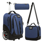 Big Wheel Trolley Backpack Set - 18 inch (Blue)