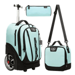 Big Wheel Trolley Backpack Set - 18 inch (Turquoise)