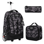 Army Big Wheel Trolley Backpack Set - 18 inch (Grey)