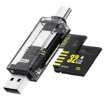 4 in 1 USB & Type-C Card Reader - Transparent