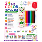 Water-Soluble Color Pencil Set with Brush & Floral Tube Box