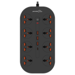 Porodo Blue 8AC Power Strip - Black